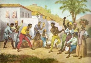 "Jogar Capoeira" ou Danse de la Guerre, de Johann Moritz Rugendas, de 1835